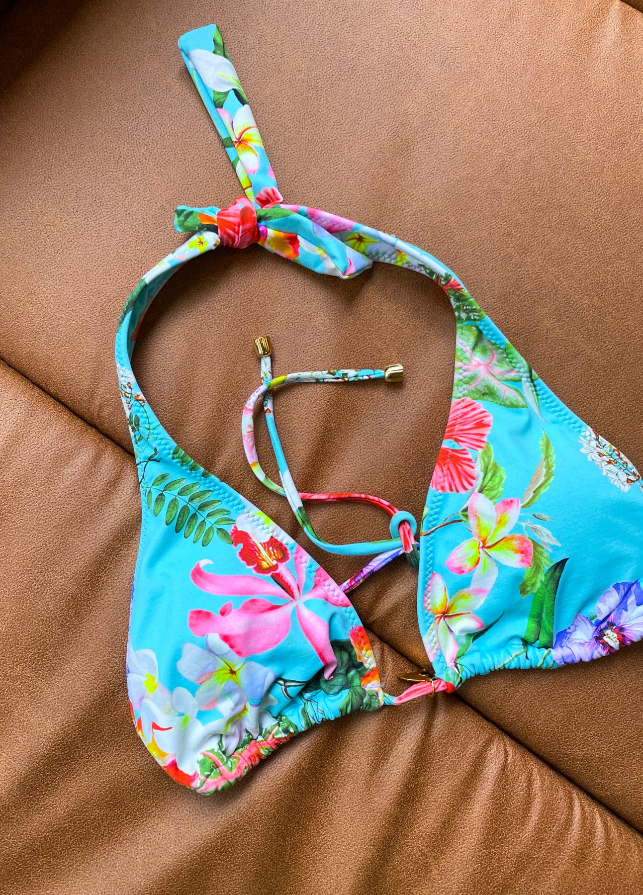 Tropical Flowers Halter Top Floreada - M