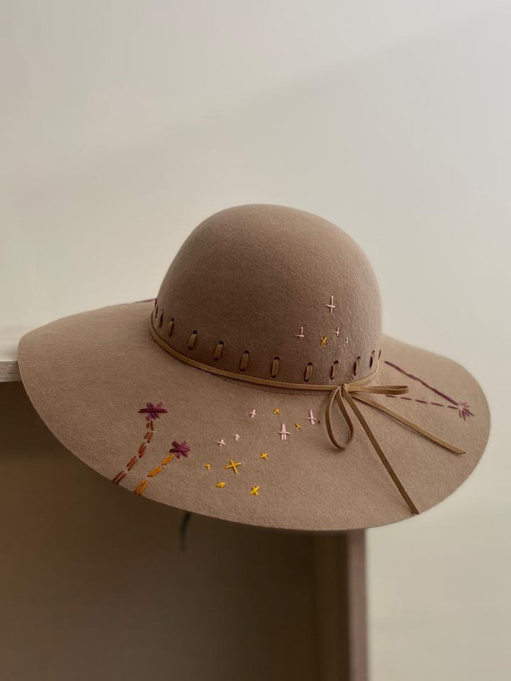 Beige Wool Felt Floppy Hat