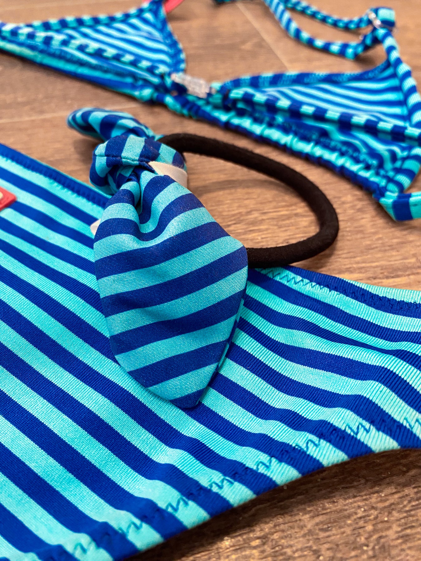 Blue Toned Striped Swimsuit & Short