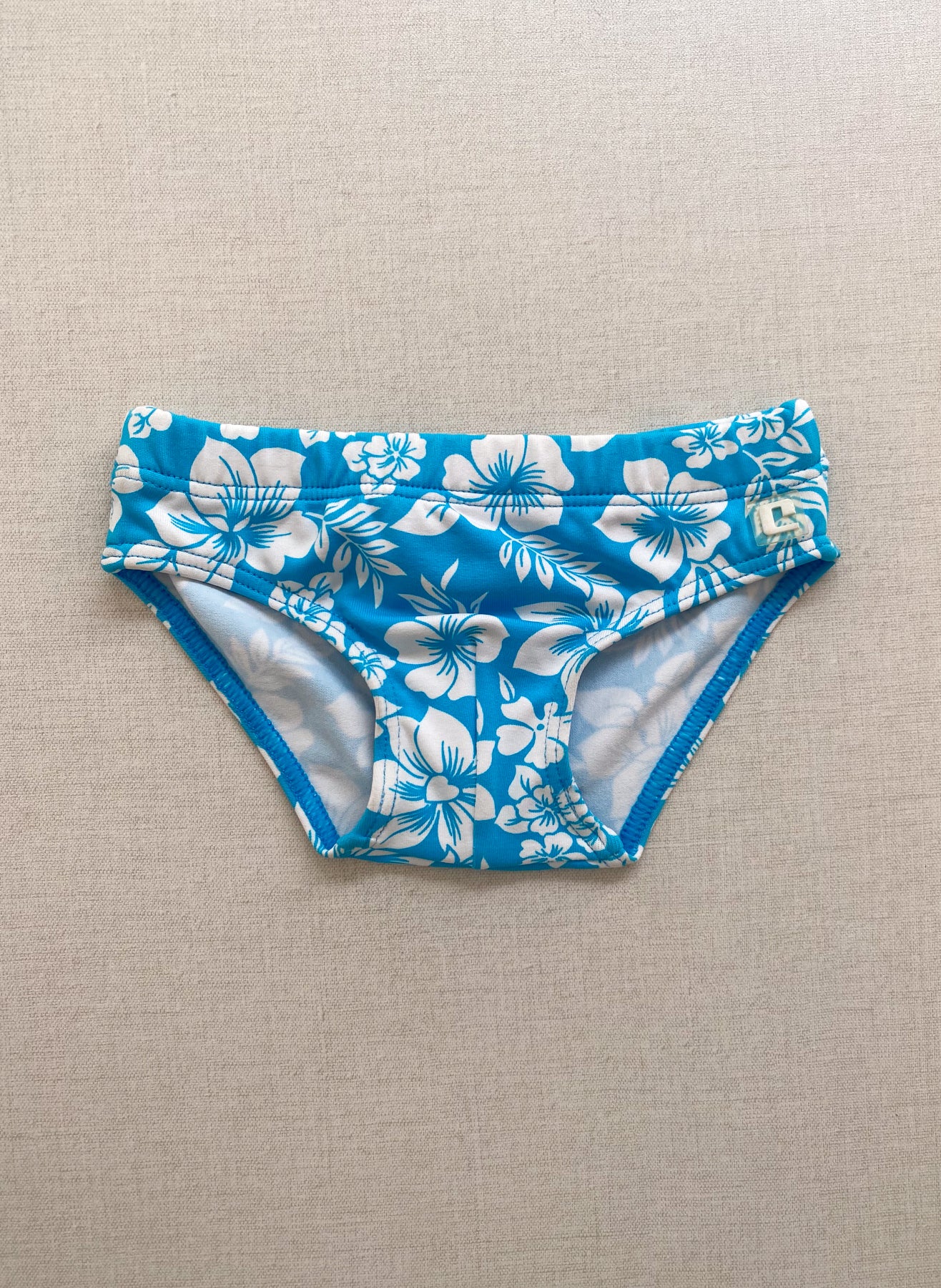 White and Blue Floral Swimsuit