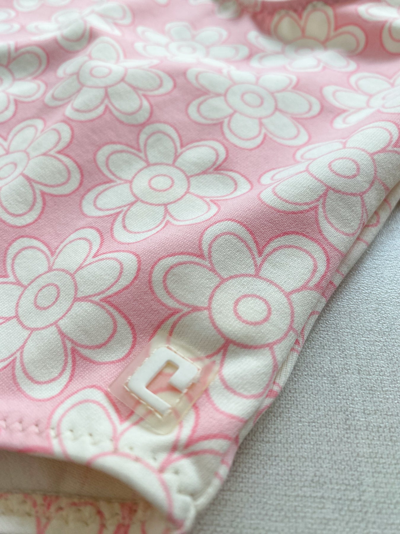 White and Pink Floral Swimsuit