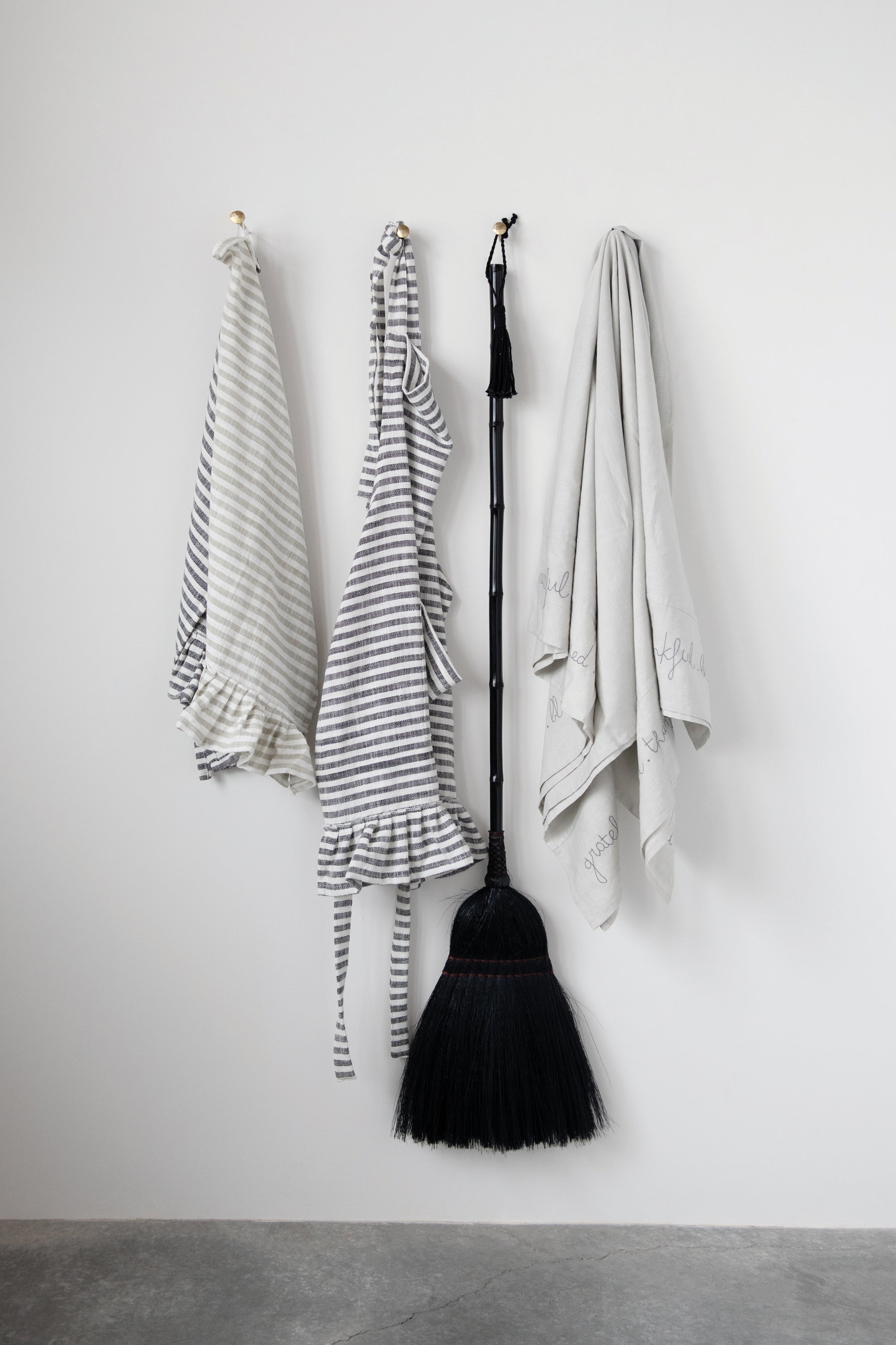 Ruffled Cotton Striped Pocket Apron