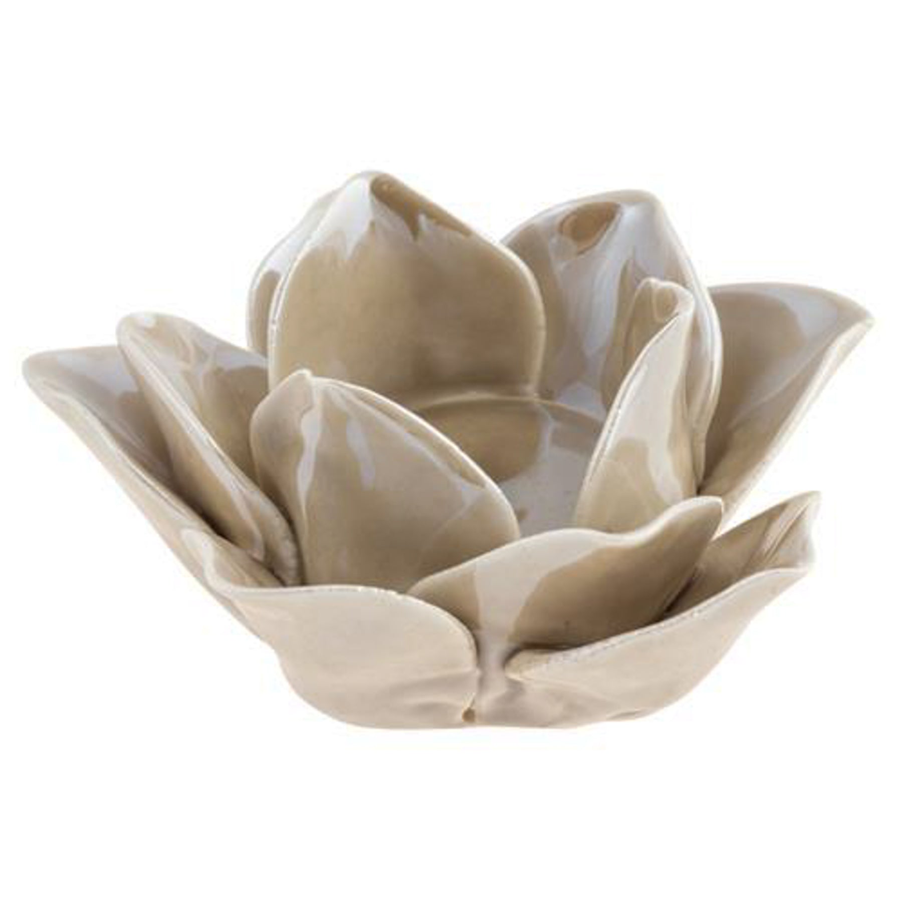 Lotus Floral Beige Porta Candela