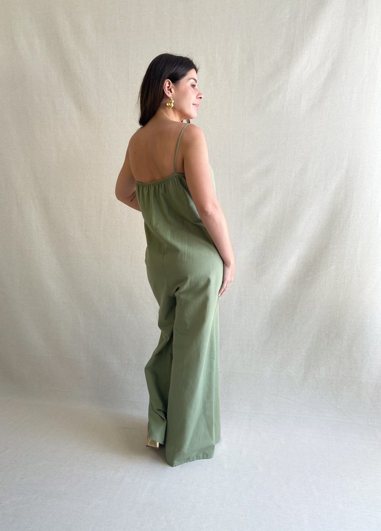 Jumpsuit Eva Verde Oliva En Lino
