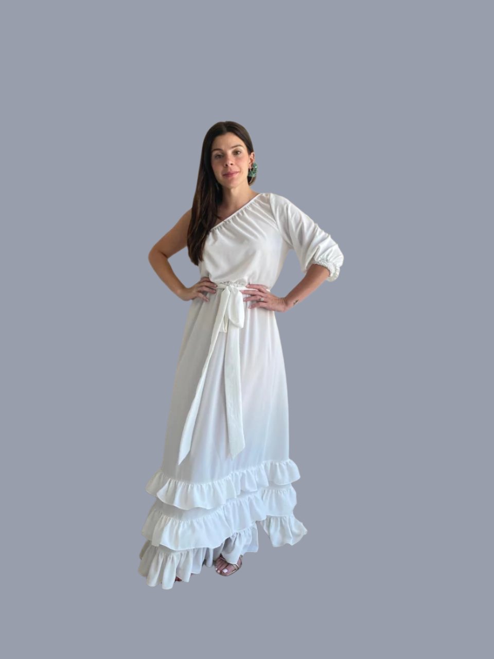 LORENA VESTIDOBLANCO DE AMARRE EN CAPAS