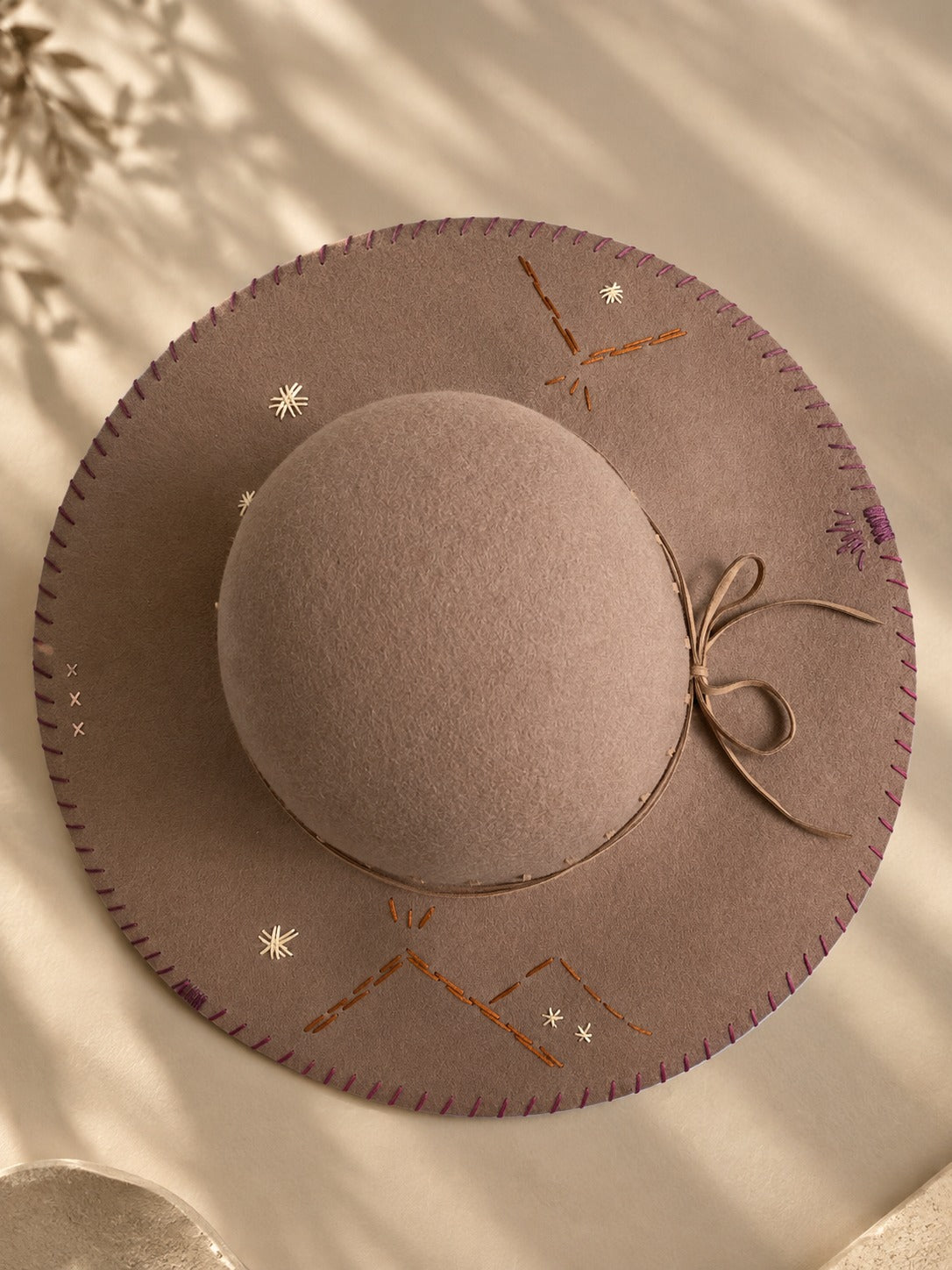 Beige Wool Felt Floppy Hat