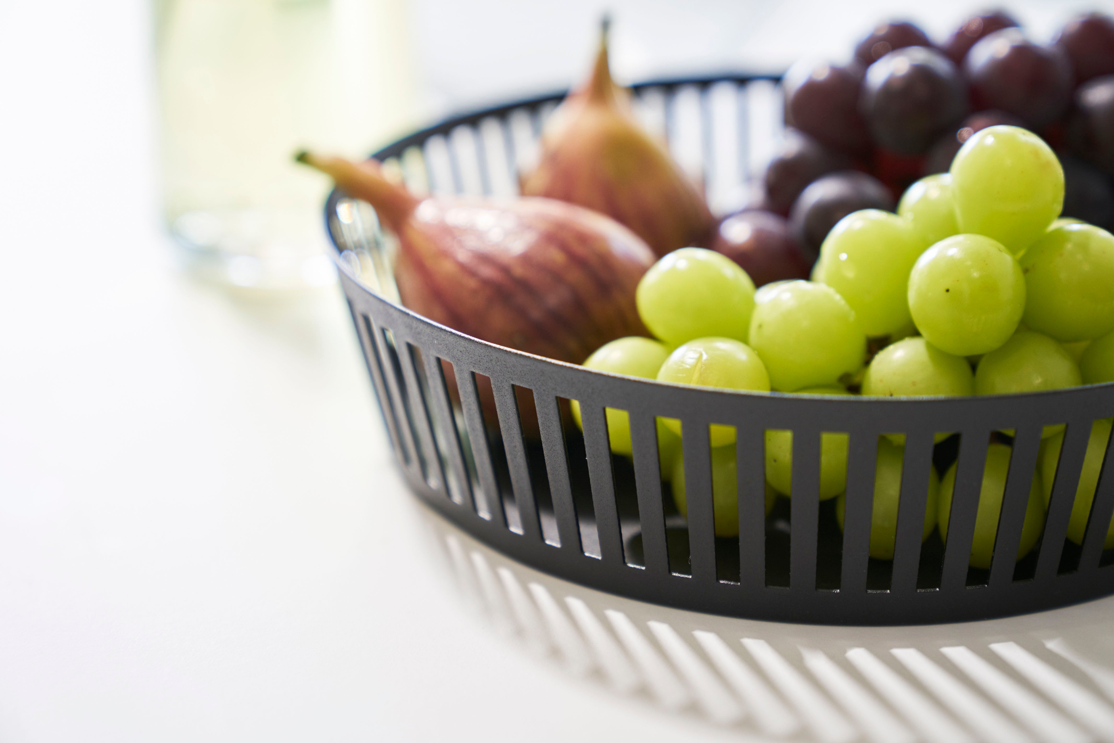 Striped Steel Fruit Basket Wide