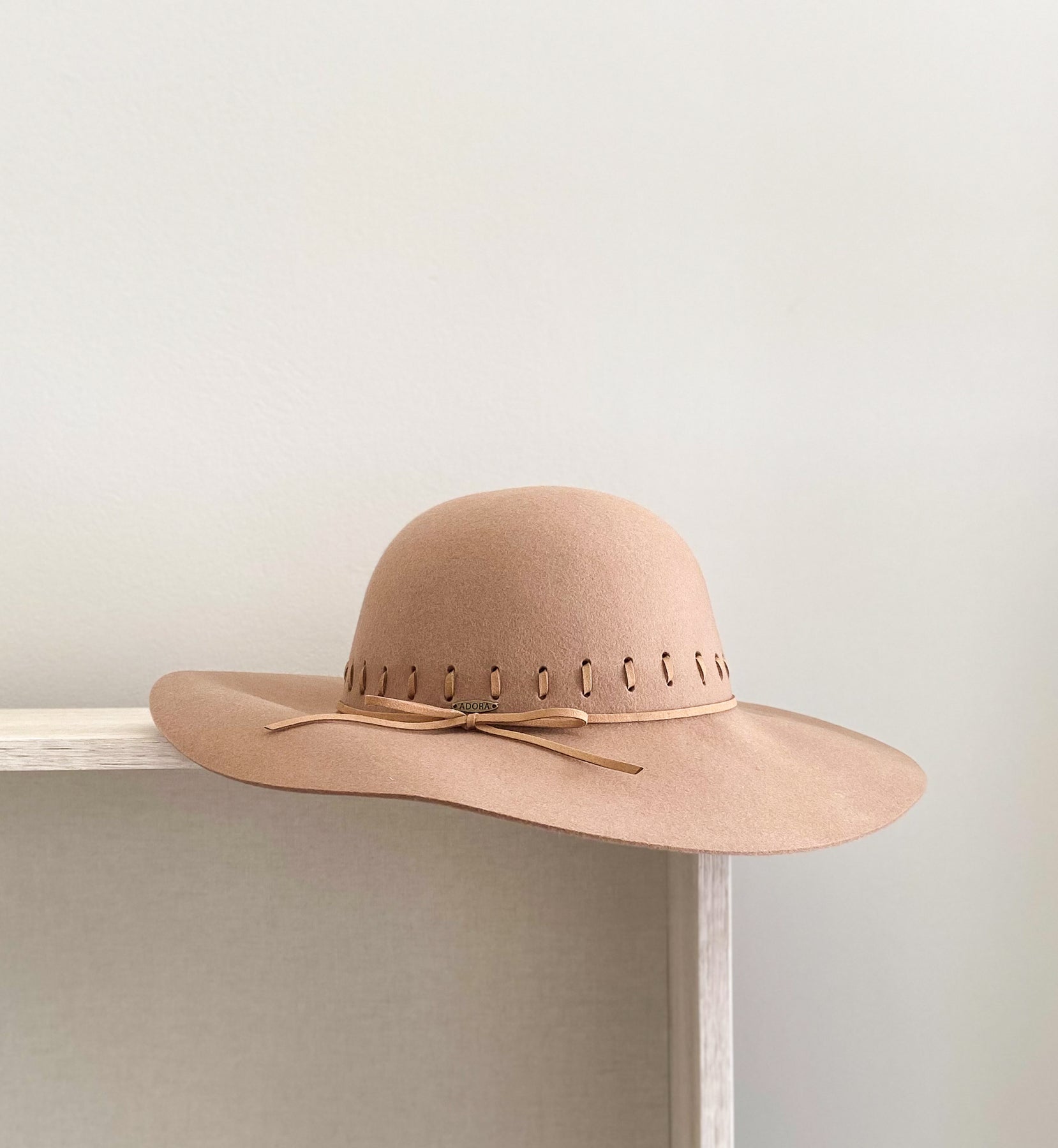 Beige Wool Felt Floppy Hat