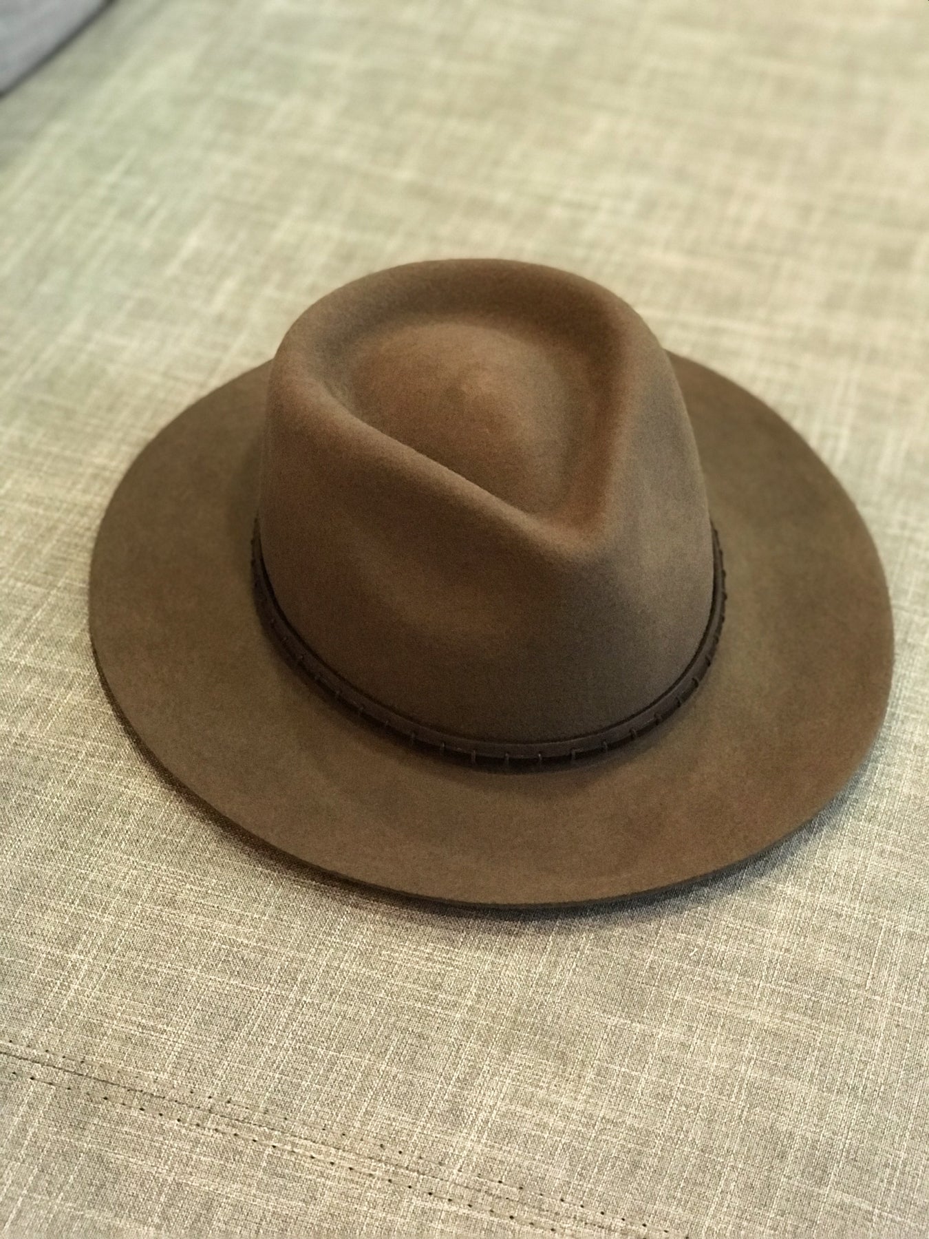 Brown Wool Felt Safari Hat With Trim