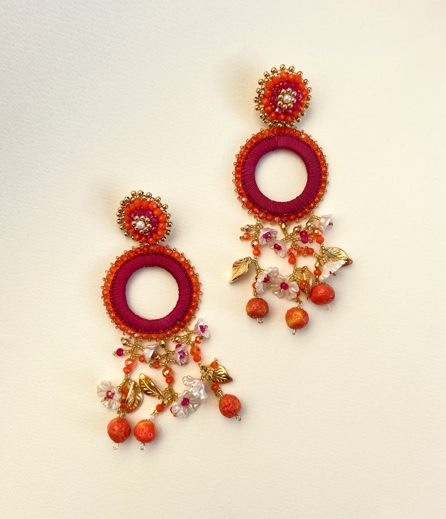 Arete Multicolor Naranja Rosa