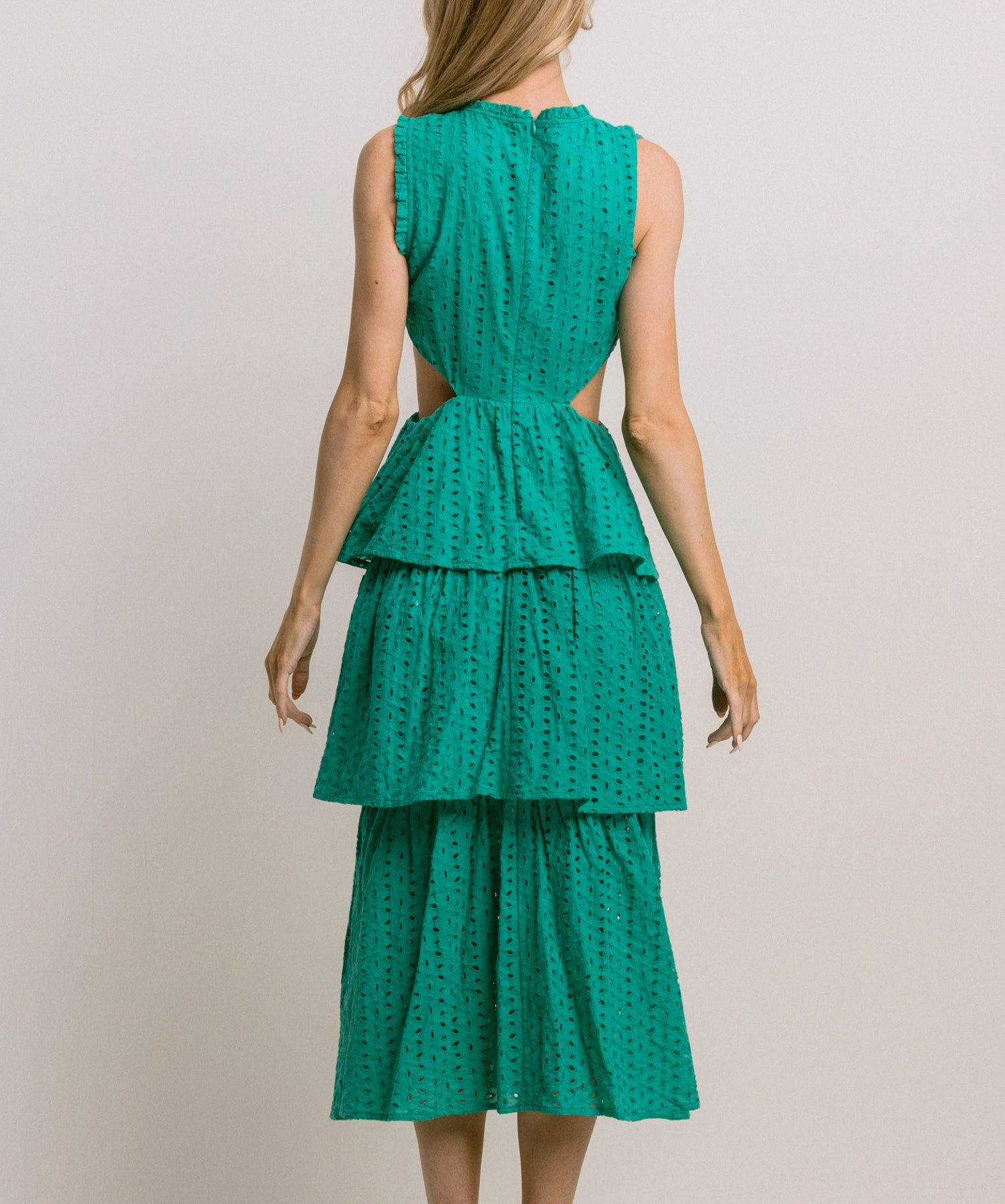Green Eyelet Midi Dress