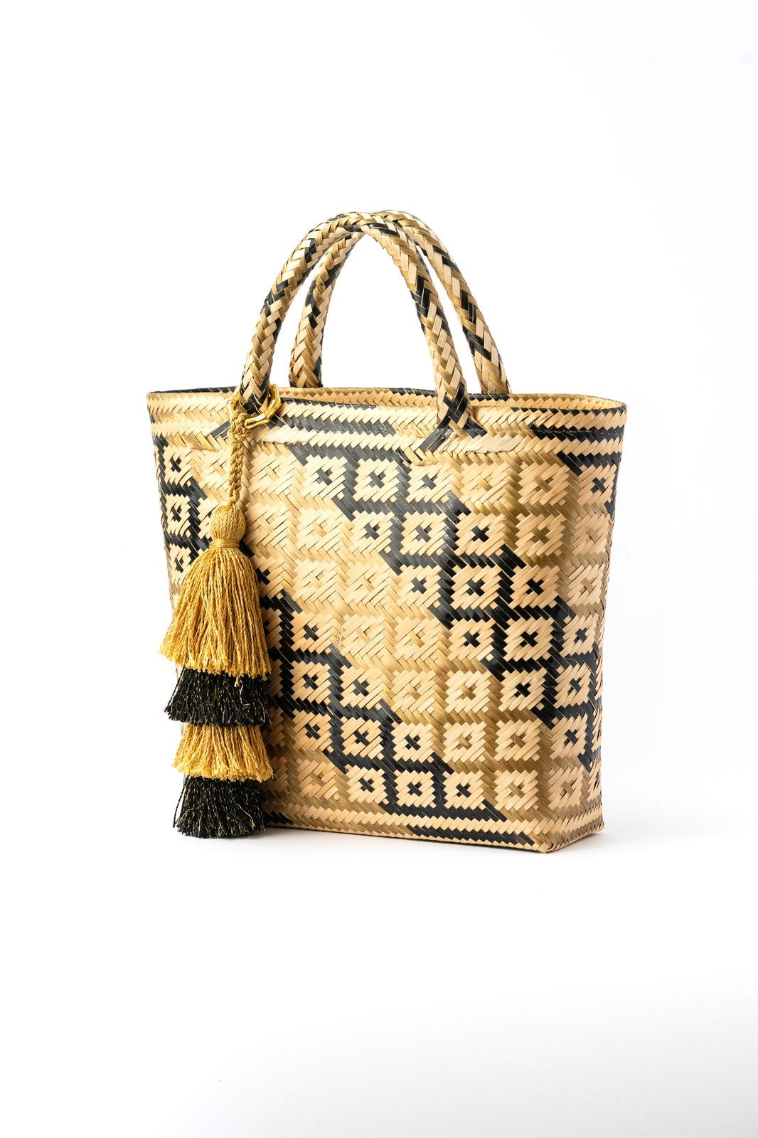 Mini Tote Bag Negro Con Dorado