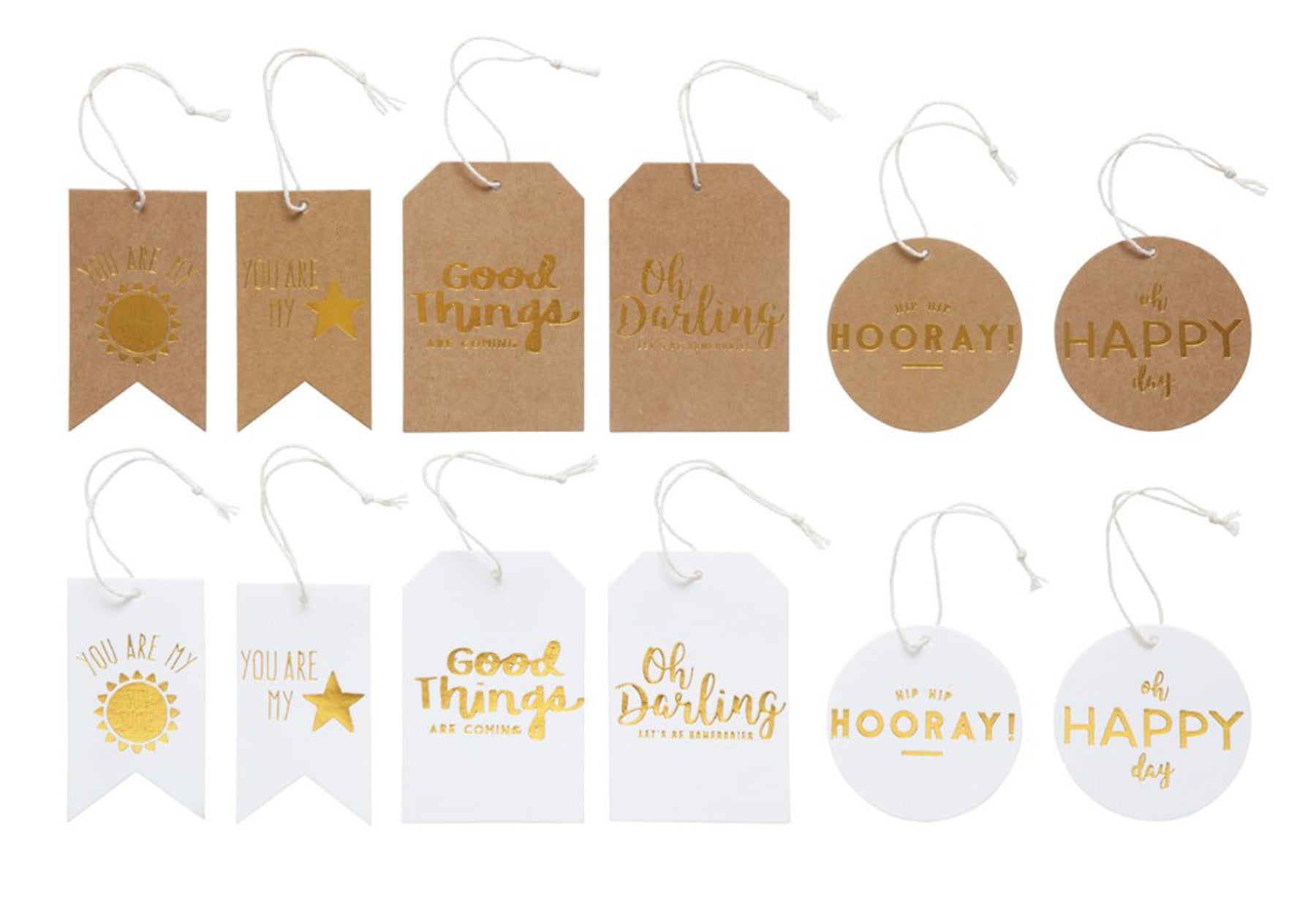 Paper Hangtags with Gold embossed text!