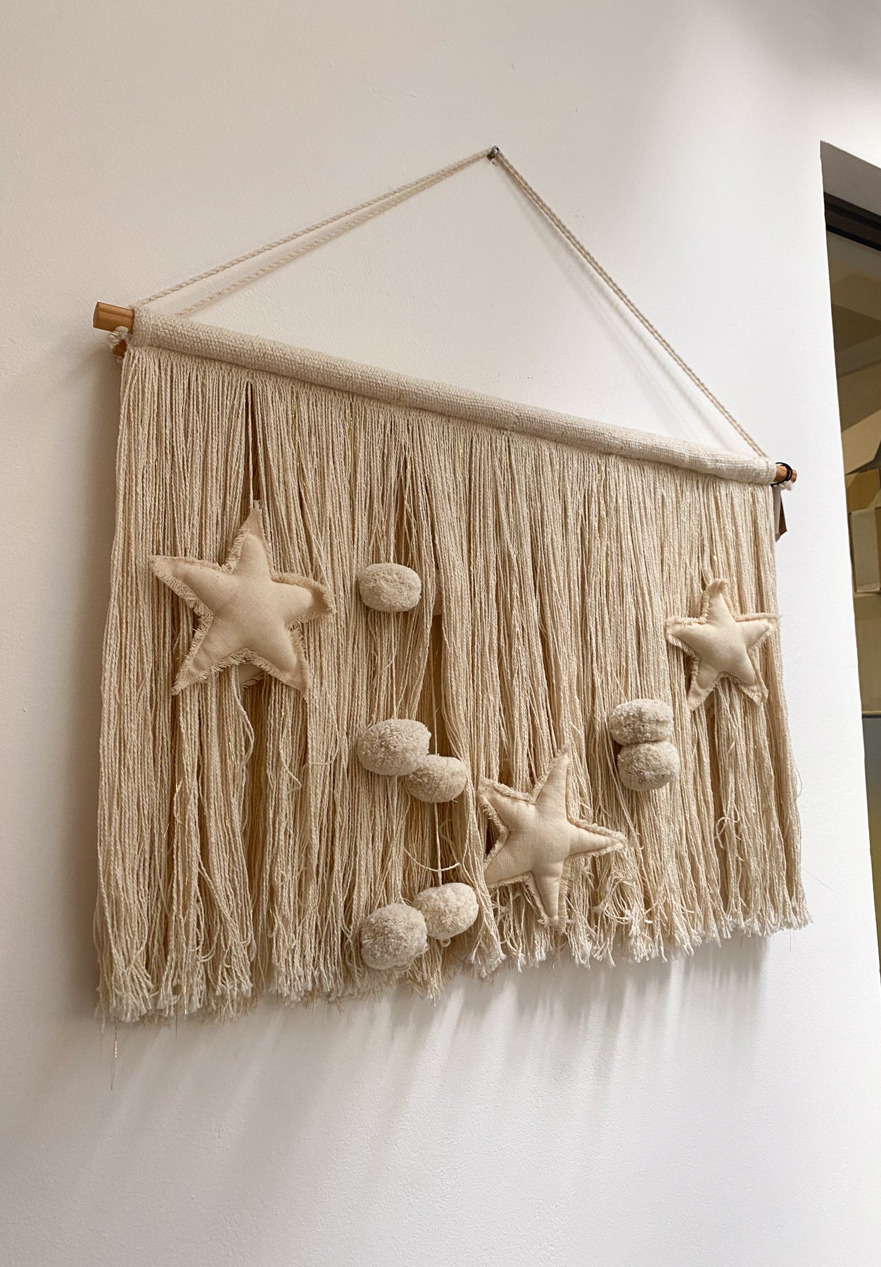 Cotton Wall Hanging Stars & Pom Poms