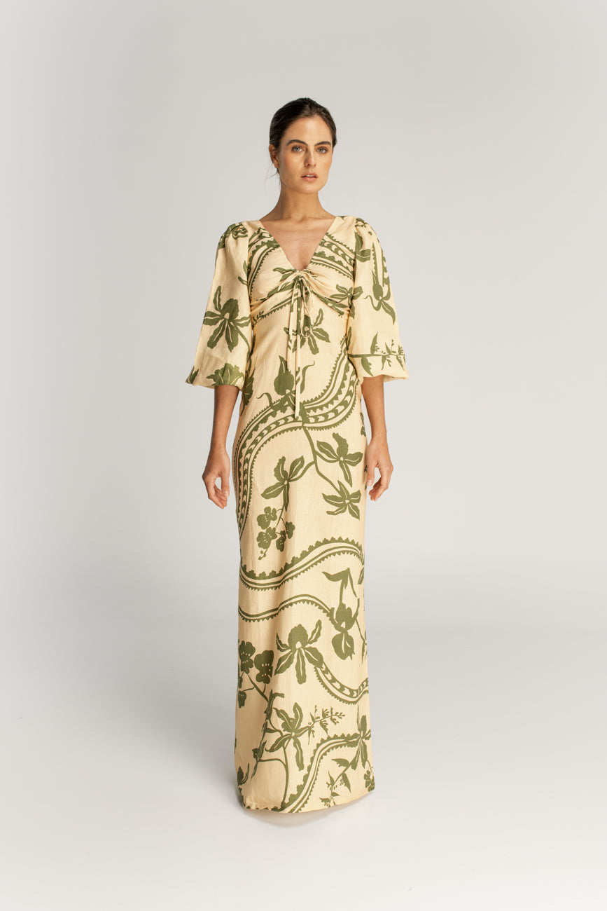 VESTIDO SIMONE IVORY LINO/ M