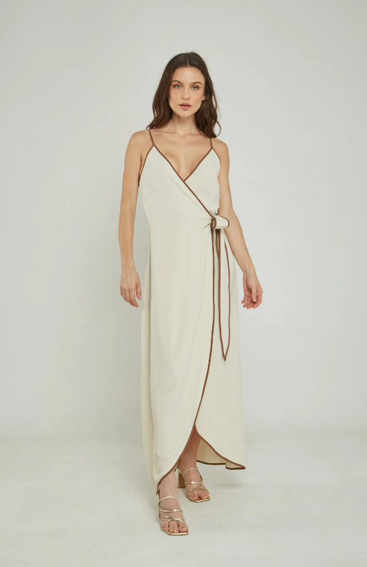 MATT OUTLINE WRAPP DRESS IVORY / S