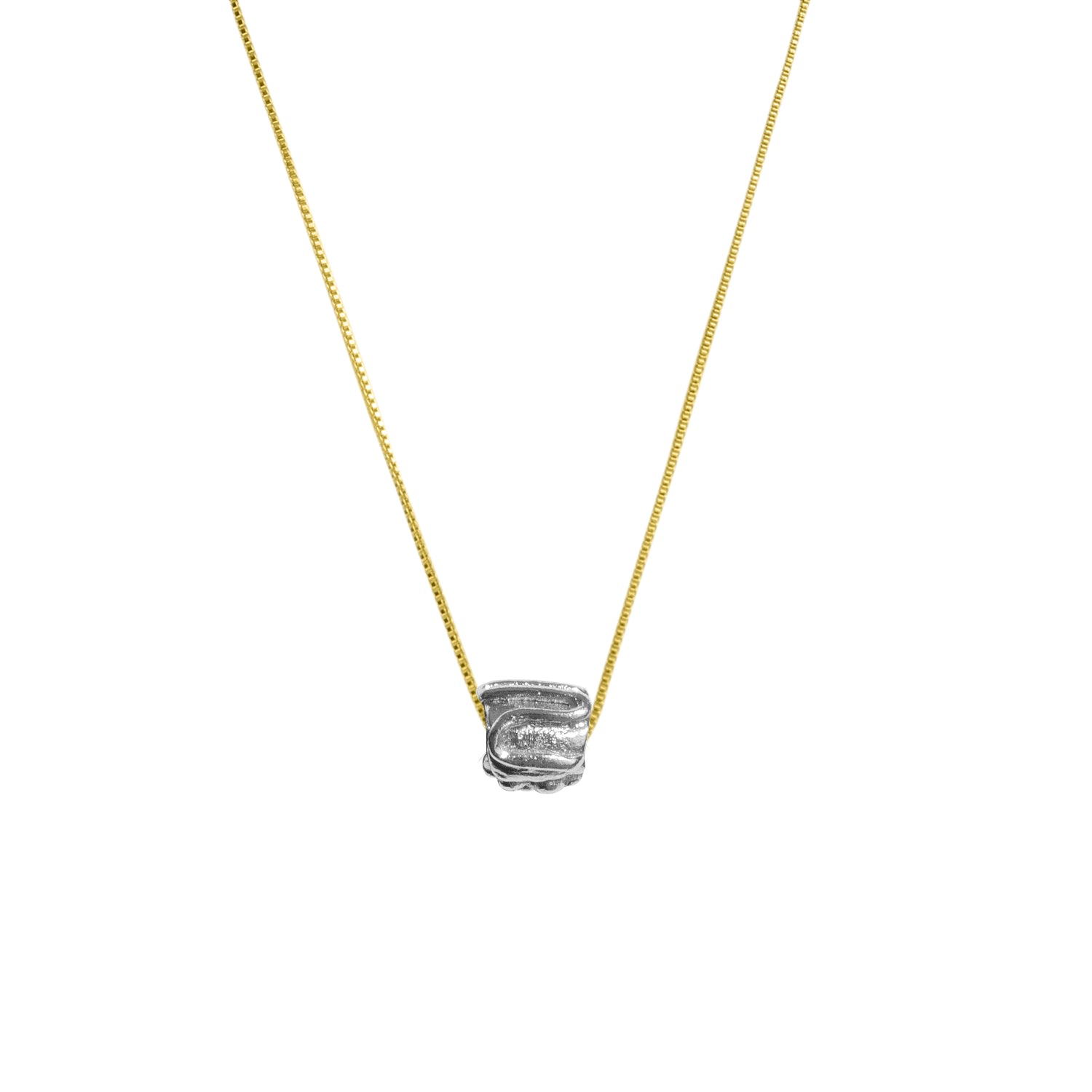 AYSEL GOLD SHORT NECKLACE W SILVER CHARM