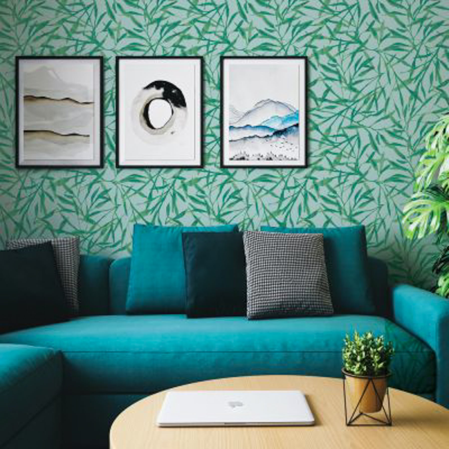 JADE Watercolor Leaves Sea Green