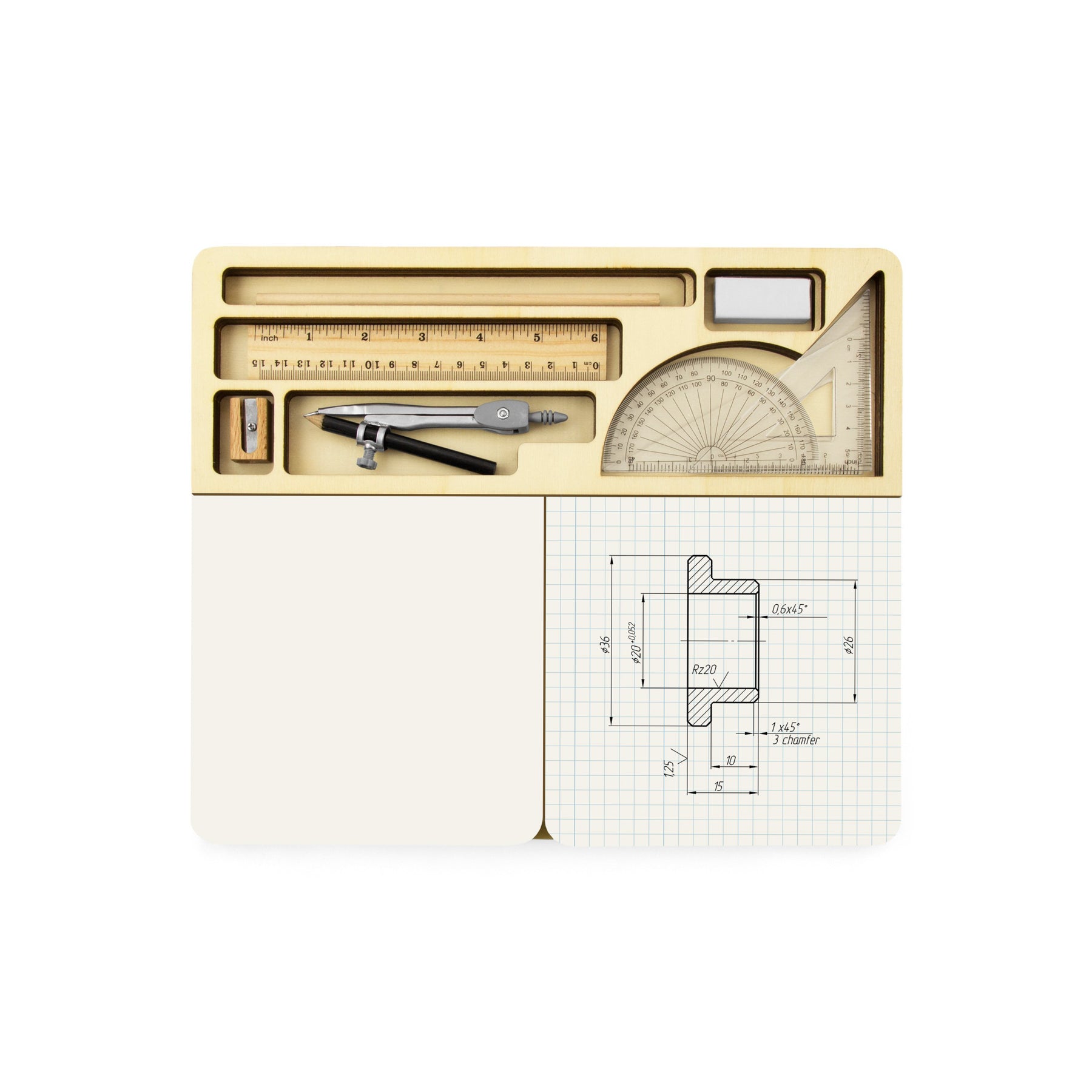 Jotblock Drafting Set + Wood Supply Caddy