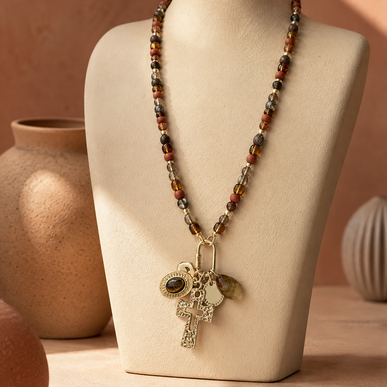 ALIX BROWN CROSS CHARM NECKLACE