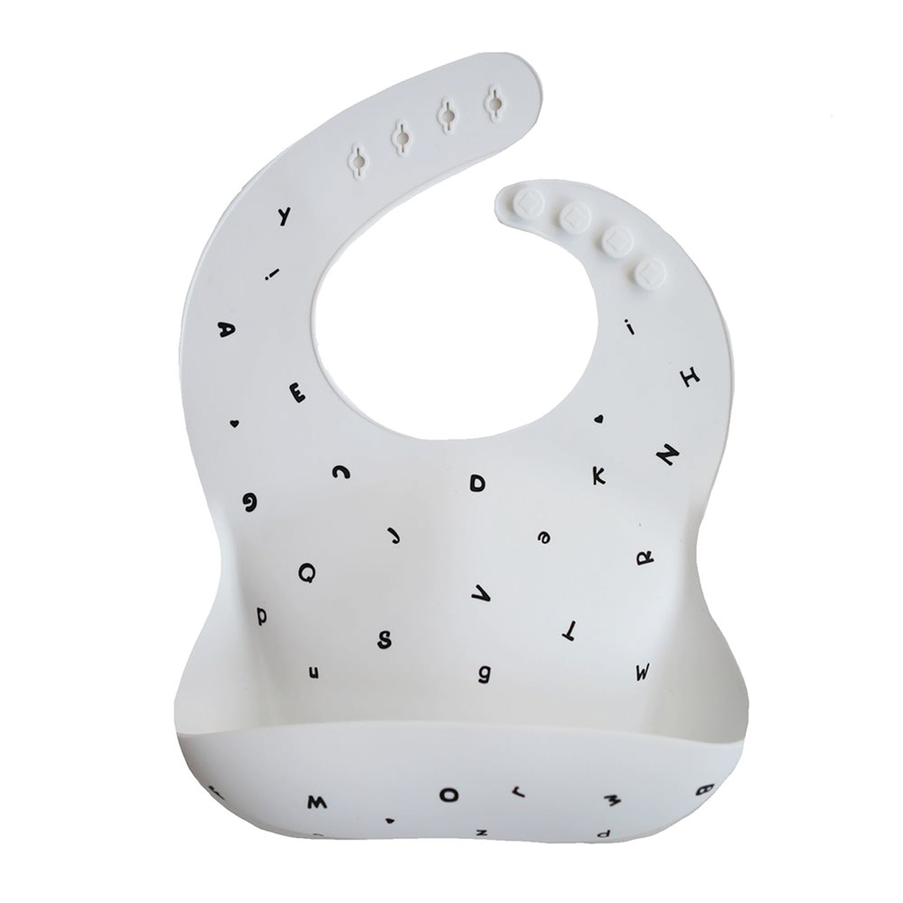Babero Mushie Silicone Bib White Letters