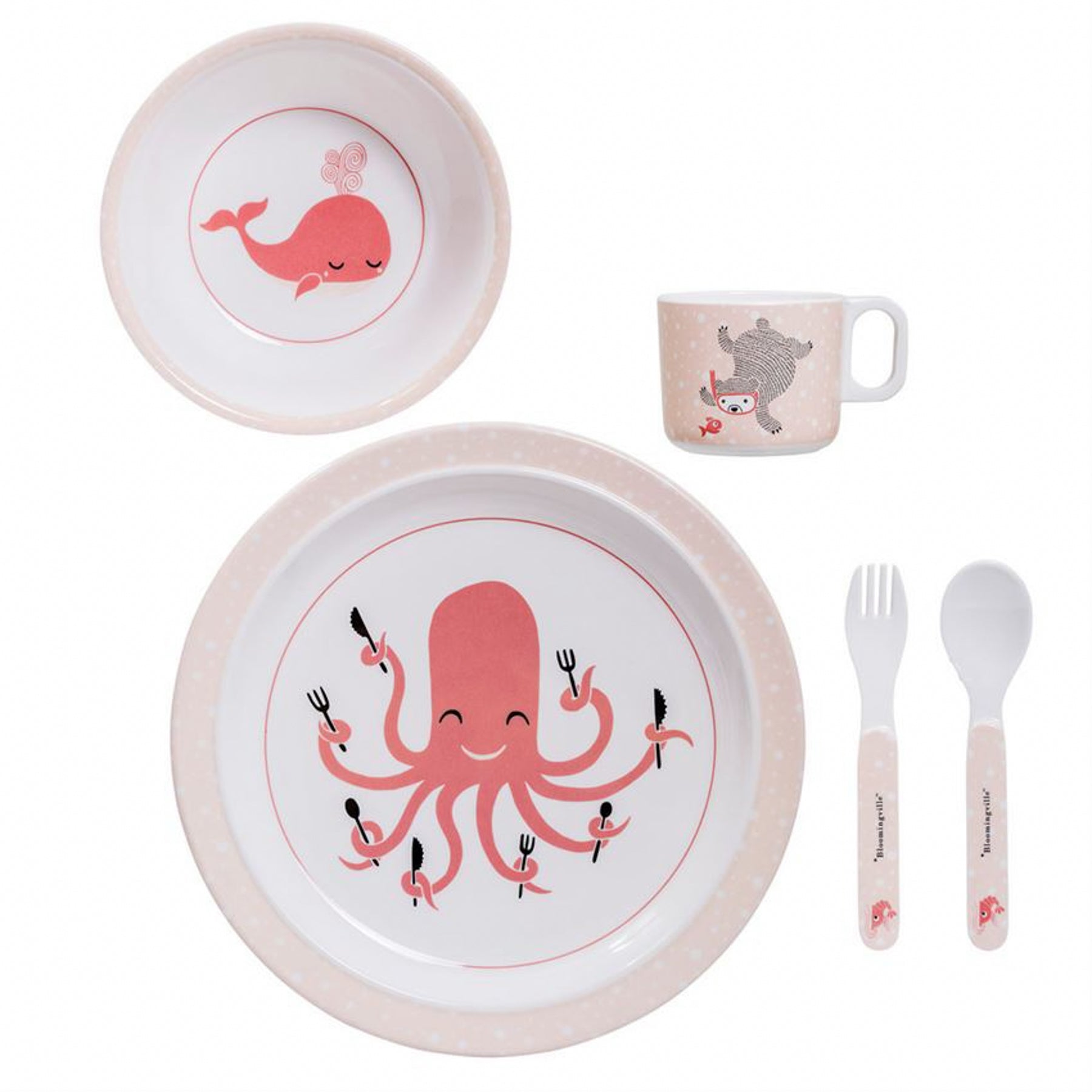 Octopus Serving Set Rose & White
