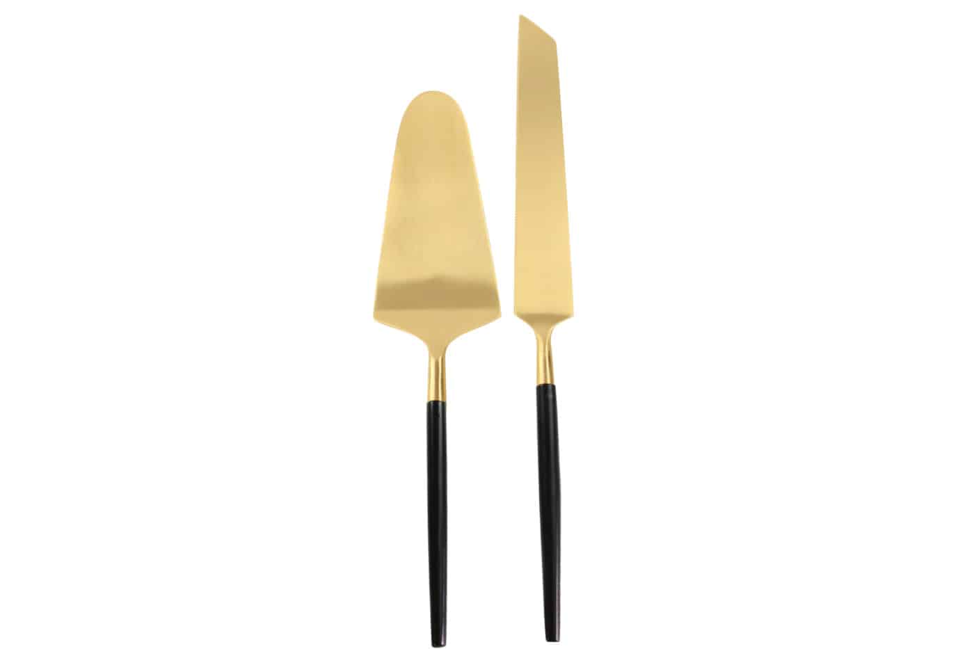 Black & Gold Cake Lift & Knife Set