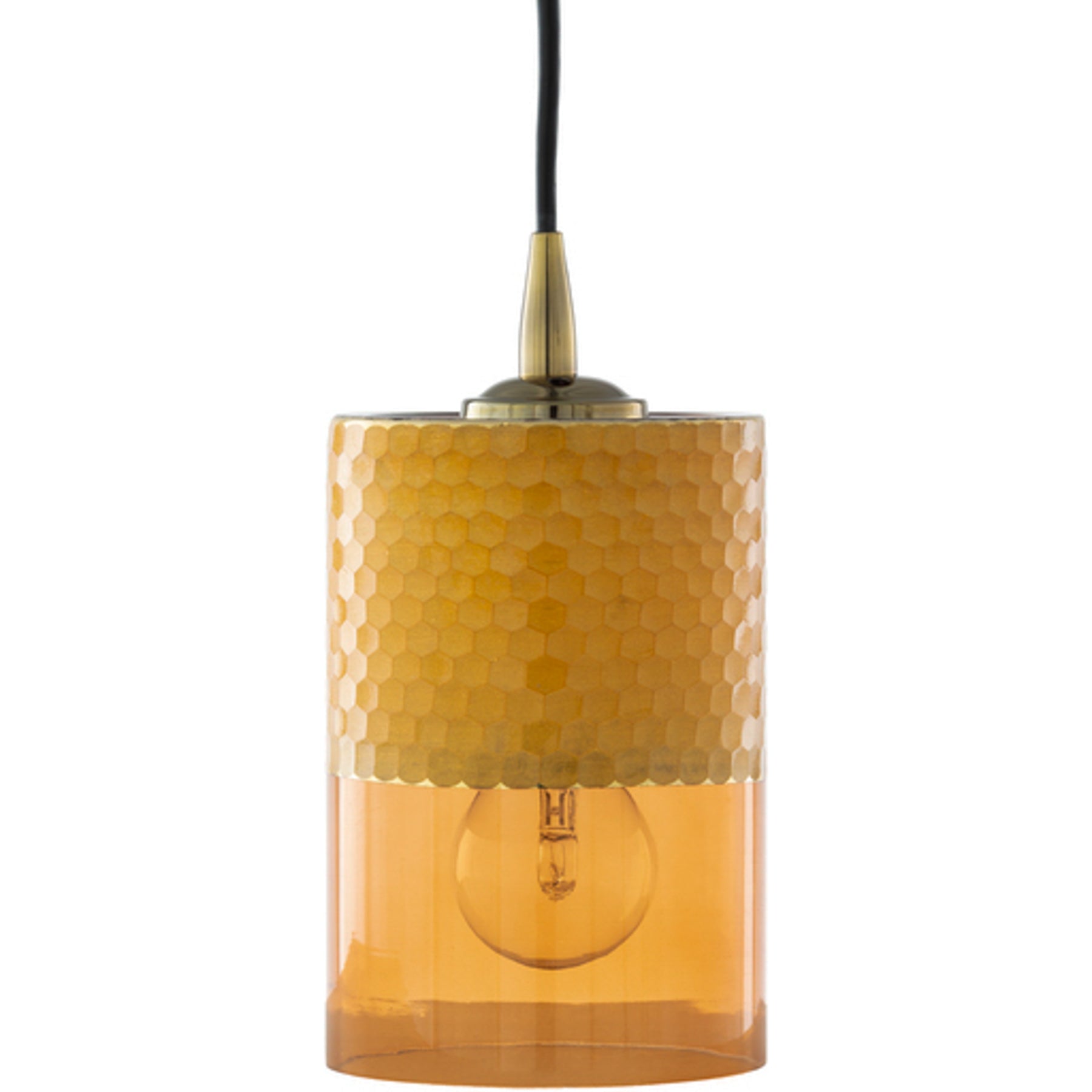 Ceiling Lamp Yellow Beehive textured Glass
