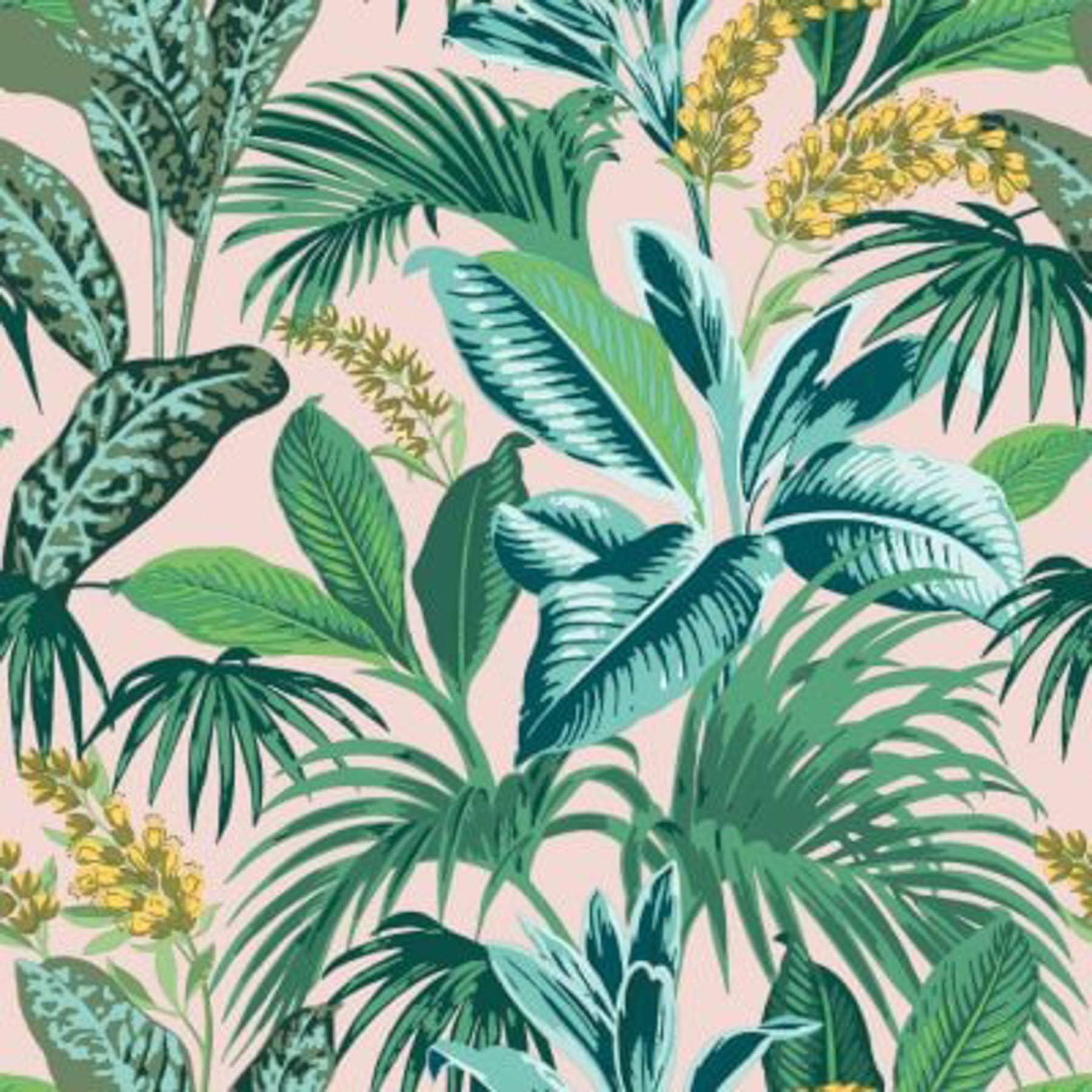 Havana Palm- Pink Botanical Wallpaper