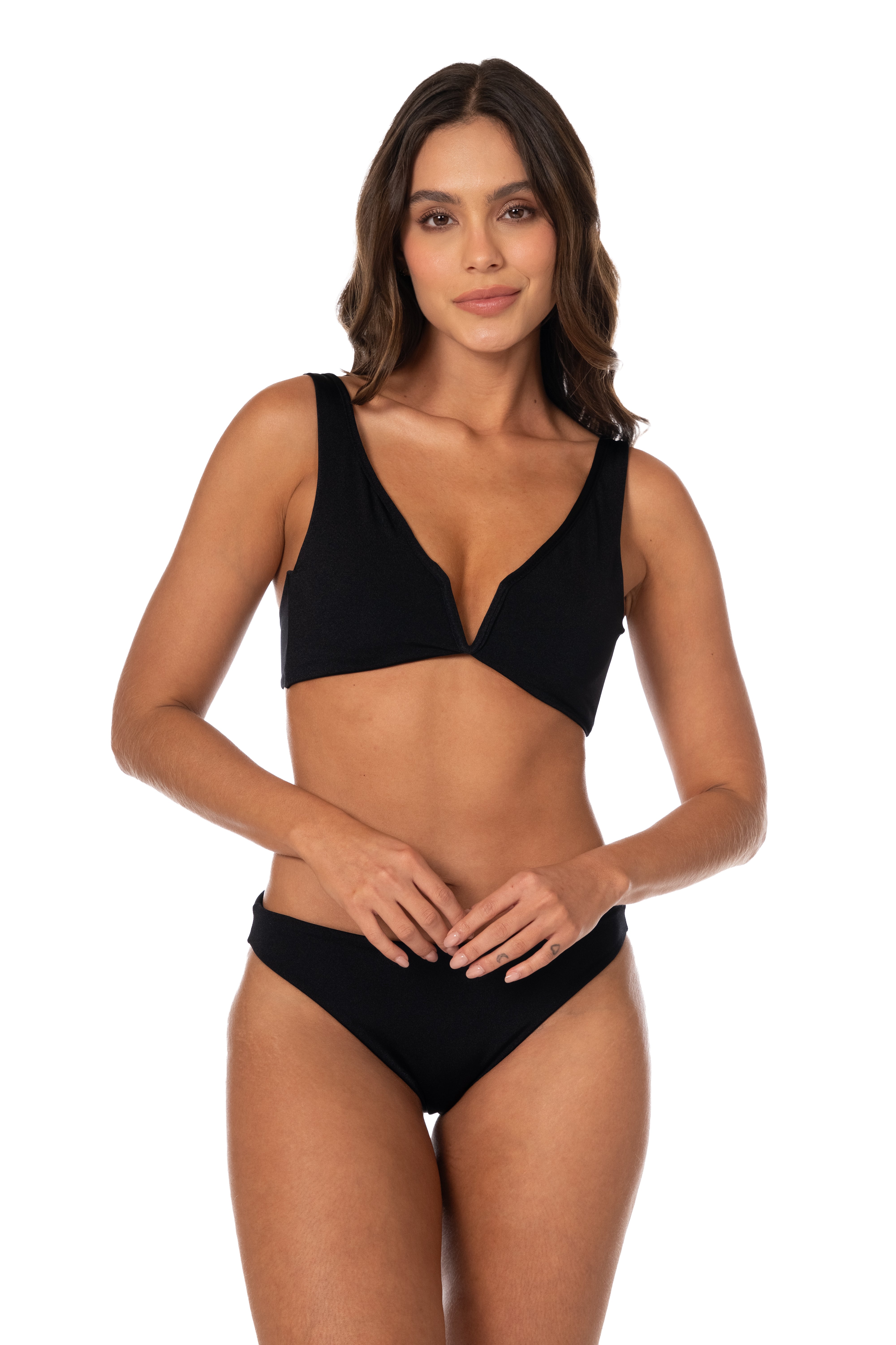 IM BLACK V NECK BRALETTE TOP