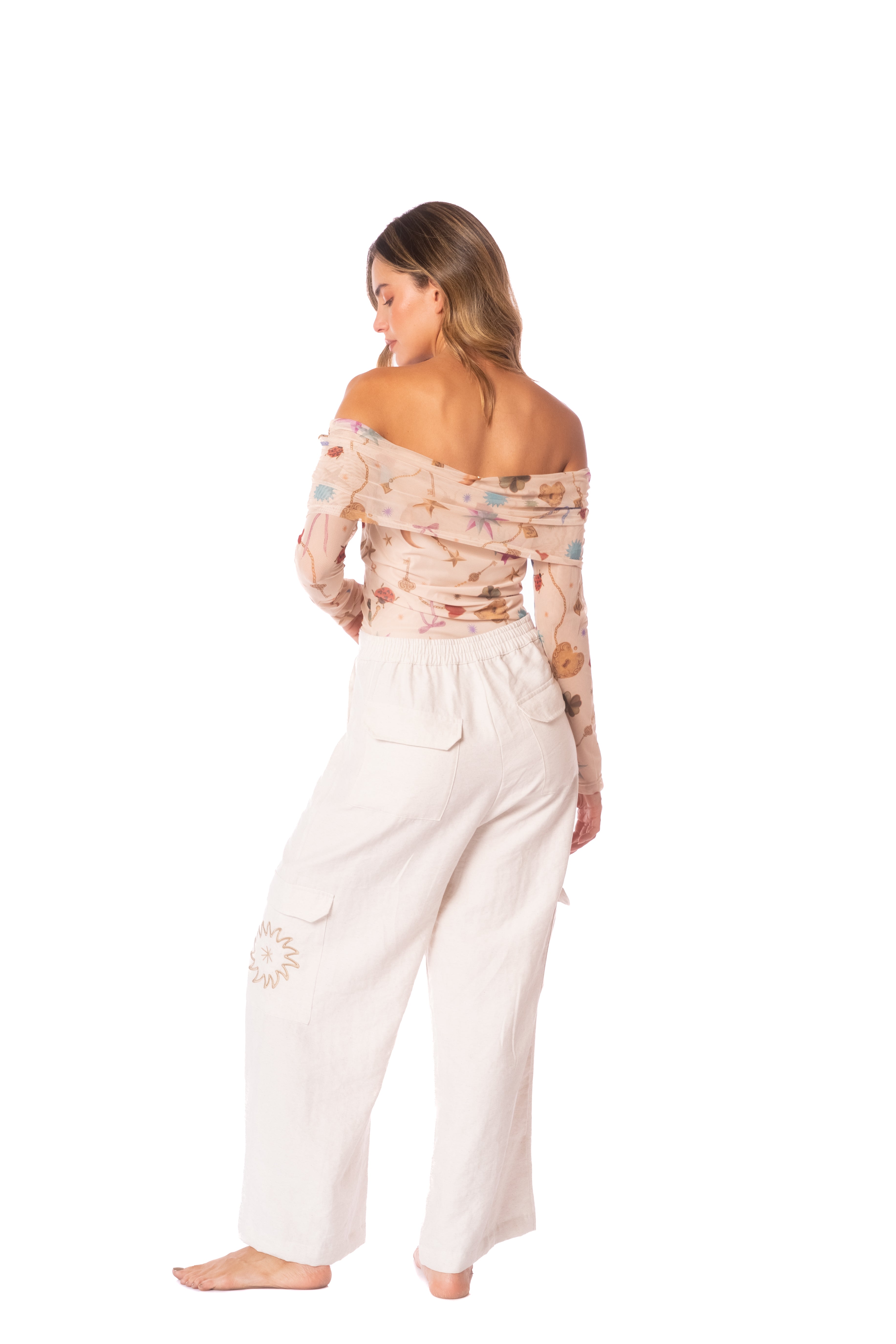 LUCKY CHARM MESH BANDEAU LONG SHIRT M