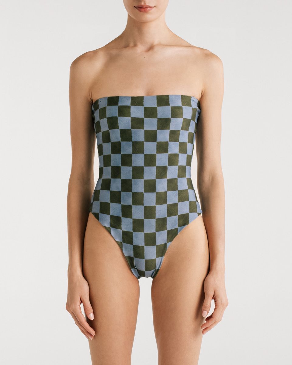 JULIETA BLUE CHECKERS ONE PIECE FULL