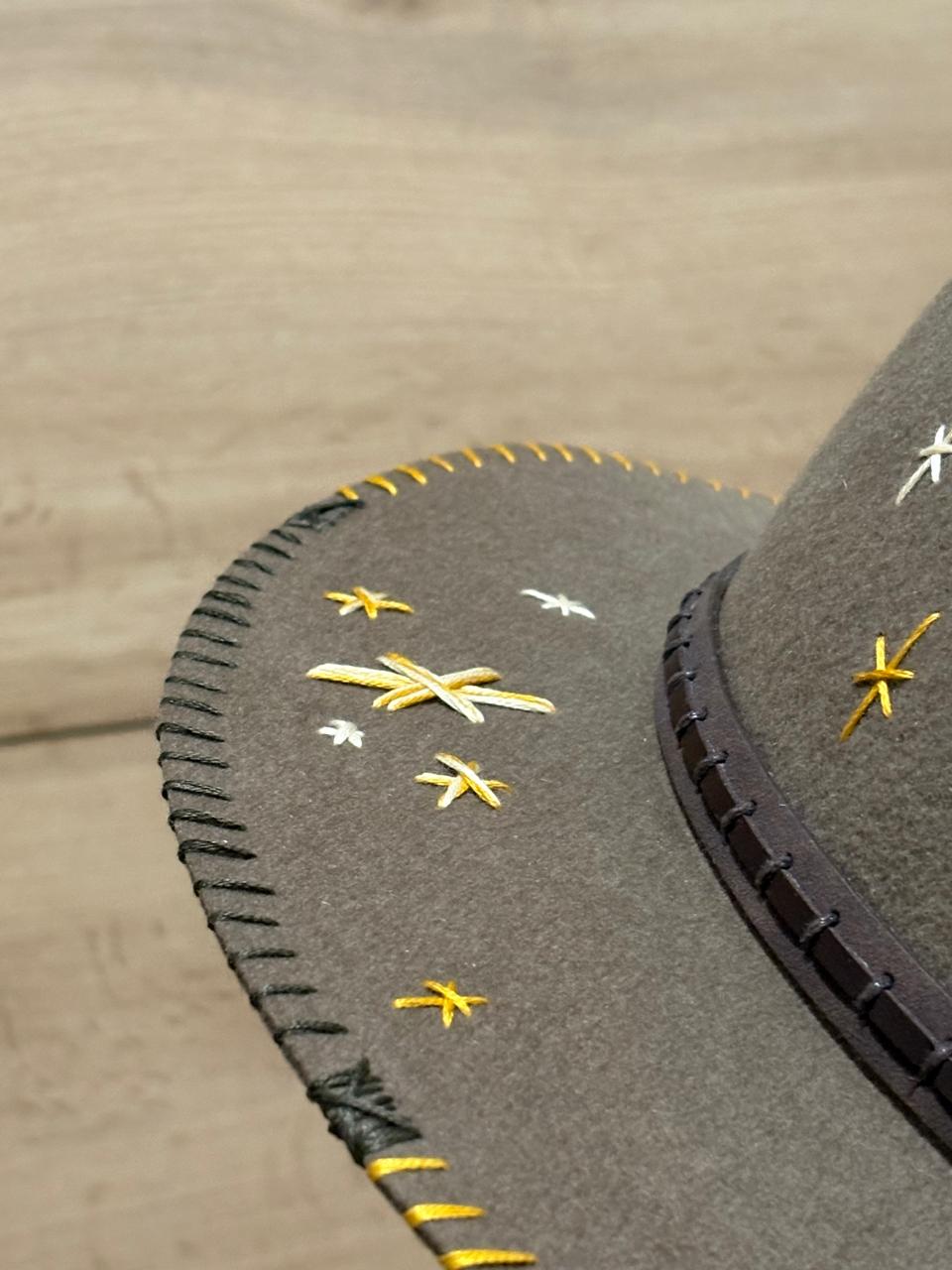 Brown Wool Felt Safari Hat With Trim